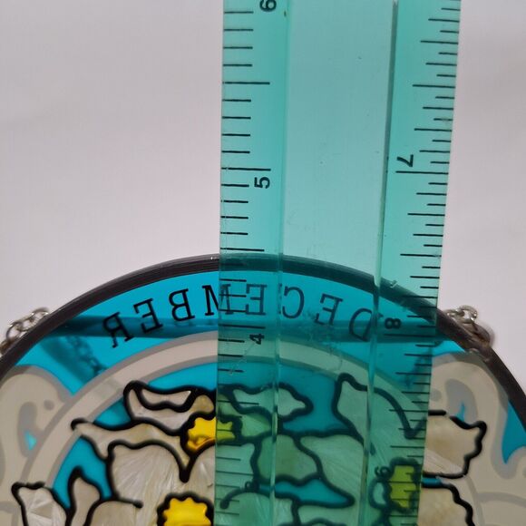 Vtg Joan Baker Hand Painted Stained Glass Sun Catcher December B-day Narcissus - Picture 6 of 6